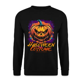 Horror Kürbisgesicht - Vintage Halloween Kostüm - Unisex Pullover - Schwarz - Vorne - Alina (178cm) & Michal (187cm)