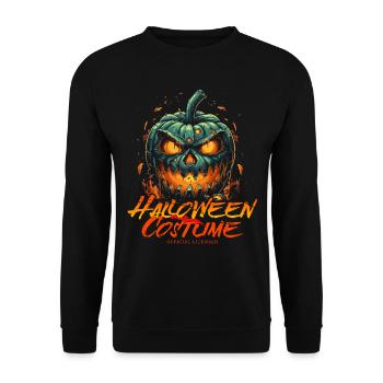 Horror Kürbisgesicht - Vintage Halloween Kostüm - Unisex Pullover - Schwarz - Vorne - Alina (178cm) & Michal (187cm)