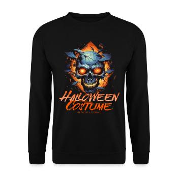 Chrom-Totenschädel - Halloween Kostüm für Damen - Unisex Pullover - Schwarz - Vorne - Alina (178cm) & Michal (187cm)