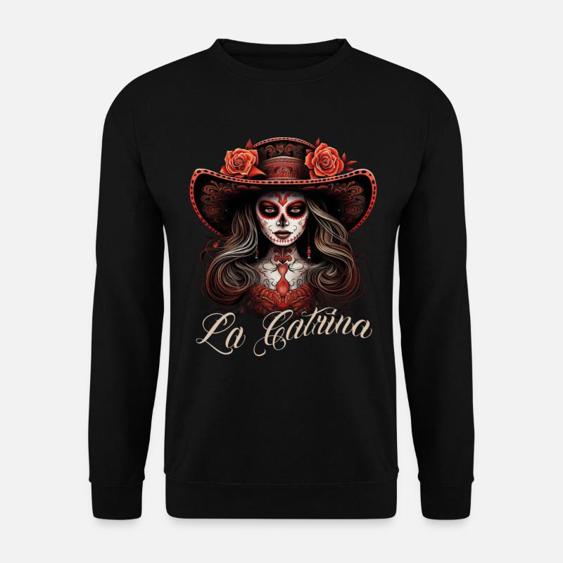 La Catrina Cooles Dia De Los Muertos Design - Unisex Pullover - Schwarz