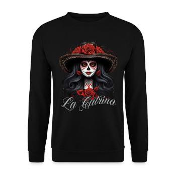 La Catrina Cool Dia De Los Muertos Design - Unisex Sweatshirt - black - Front - Alina (178cm) & Michal (187cm)