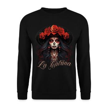 La Catrina Cool Dia De Los Muertos Design - Unisex Sweatshirt - black - Front - Alina (178cm) & Michal (187cm)