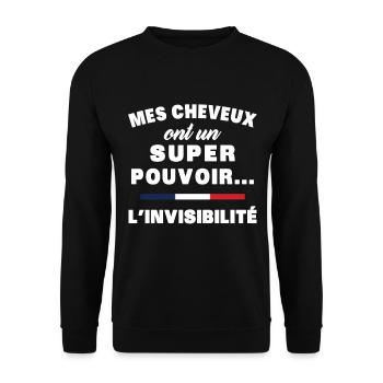 mes cheveux homme humour cheveux super pouvoir - Sweat-shirt Unisexe - noir - Devant - Alina (178cm) & Michal (187cm)