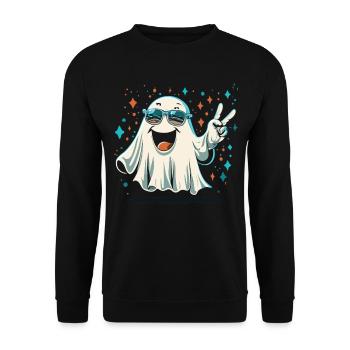 Ghostly Peace: A Peaceful Halloween Message - Unisex Sweatshirt - black - Front - Alina (178cm) & Michal (187cm)