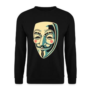 Guy Fawkes Maske - Unisex Pullover - Schwarz - Vorne - Alina (178cm) & Michal (187cm)