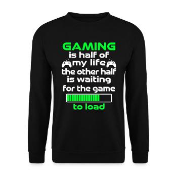 Gaming is half of my life - Unisex Sweatshirt - black - Front - Alina (178cm) & Michal (187cm)