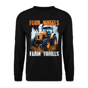 Four Wheels Farm Thrills Tractor Farmer Farmer - Unisex Sweatshirt - black - Front - Alina (178cm) & Michal (187cm)