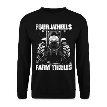 Four Wheels Farm Thrills Tractor Farmer Farmer - Unisex Sweatshirt - black - Front - Alina (178cm) & Michal (187cm)