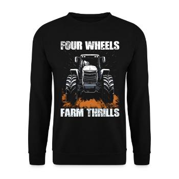 Four Wheels Farm Thrills Tractor Farming - Unisex Sweatshirt - black - Front - Alina (178cm) & Michal (187cm)