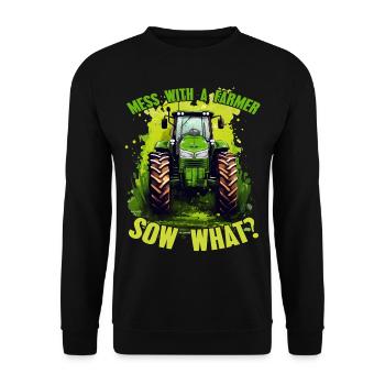 Jouer avec une truie fermière quoi? Constructeur de tracteurs - Sweat-shirt Unisexe - noir - Devant - Alina (178cm) & Michal (187cm)