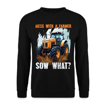 Jouer avec une truie fermière quoi? Agriculteur de tracteurs - Sweat-shirt Unisexe - noir - Devant - Alina (178cm) & Michal (187cm)