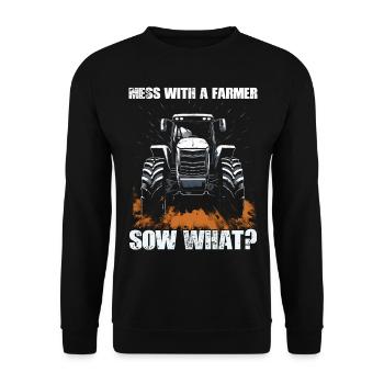 Jouer avec une truie fermière quoi? Cadeau tracteur - Sweat-shirt Unisexe - noir - Devant - Alina (178cm) & Michal (187cm)