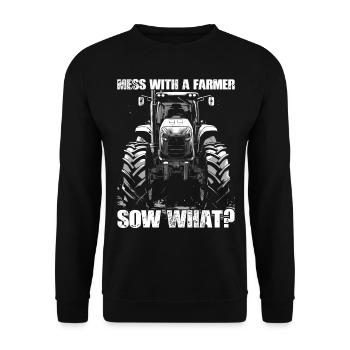 Jouer avec une truie fermière quoi? Constructeur de tracteurs - Sweat-shirt Unisexe - noir - Devant - Alina (178cm) & Michal (187cm)