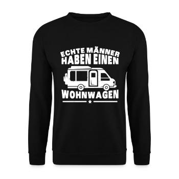 Wohnmobil Caravans Wohnwagen echte Männer - Unisex Pullover - Schwarz - Vorne - Alina (178cm) & Michal (187cm)