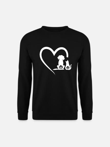 Halloween Chat & Chien Coeur Citrouille Halloween Chien - Sweat-shirt Unisexe - noir