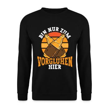 Bin nur zum Vorglühen hier - Unisex Pullover - Schwarz - Vorne - Alina (178cm) & Michal (187cm)