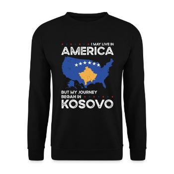 Kosovarischer amerikanischer Patriot USA - Unisex Pullover - Schwarz - Vorne - Alina (178cm) & Michal (187cm)