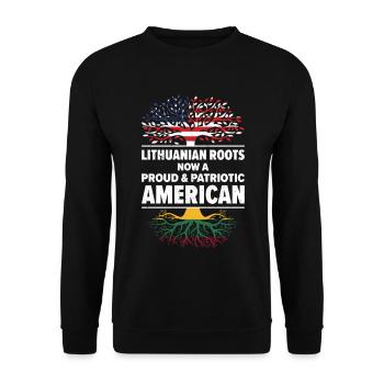 Litauisch Amerikanischer Patriot USA Gewachsen - Unisex Pullover - Schwarz - Vorne - Alina (178cm) & Michal (187cm)