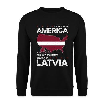 Latvian American Patriot USA Grown Latvia US Flag - Unisex Sweatshirt - black - Front - Alina (178cm) & Michal (187cm)