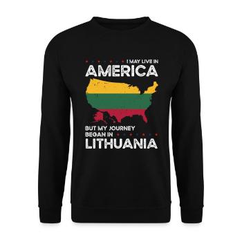 Litauisch Amerikanischer Patriot USA Gewachsen - Unisex Pullover - Schwarz - Vorne - Alina (178cm) & Michal (187cm)