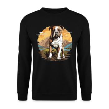 Chien bouledogue américain - Sweat-shirt Unisexe - noir - Devant - Alina (178cm) & Michal (187cm)