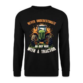 Never underestimate old man tractor farmer - Unisex Sweatshirt - black - Front - Alina (178cm) & Michal (187cm)