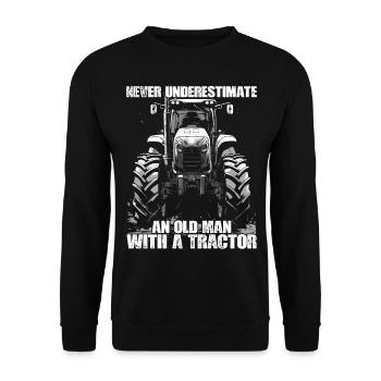 Never Underestimate Old Man Tractor Gift - Unisex Sweatshirt - black - Front - Alina (178cm) & Michal (187cm)
