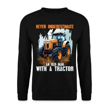 Never Underestimate Old Man Tractor Gift - Unisex Sweatshirt - black - Front - Alina (178cm) & Michal (187cm)