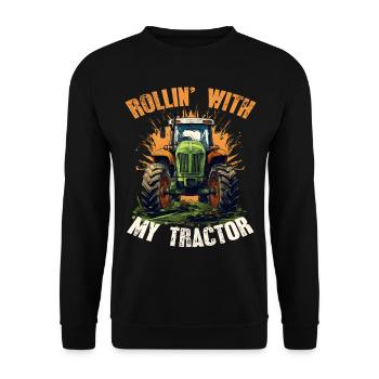 Rollin' avec mon tracteur Agriculture - Sweat-shirt Unisexe - noir - Devant - Alina (178cm) & Michal (187cm)