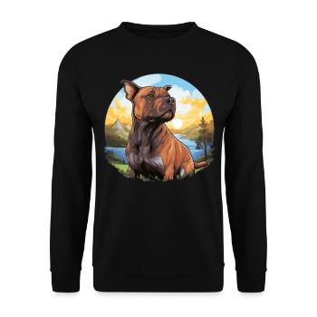 Dog American Pitbull - Unisex Sweatshirt - black - Front - Alina (178cm) & Michal (187cm)