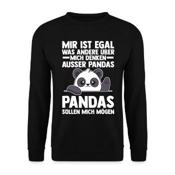 Pandabär Panda - Unisex Pullover - Schwarz - Vorne - Alina (178cm) & Michal (187cm)