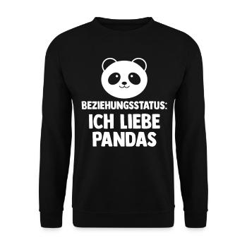 Pandabär Panda - Unisex Pullover - Schwarz - Vorne - Alina (178cm) & Michal (187cm)