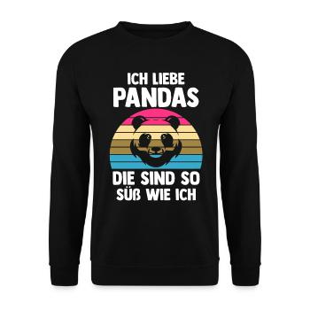Pandabär Panda - Unisex Pullover - Schwarz - Vorne - Alina (178cm) & Michal (187cm)