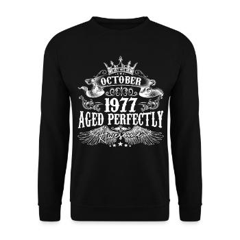 1977 | Octobre 1977 birthday Aged Perfectly - Sweat-shirt Unisexe - noir - Devant - Alina (178cm) & Michal (187cm)