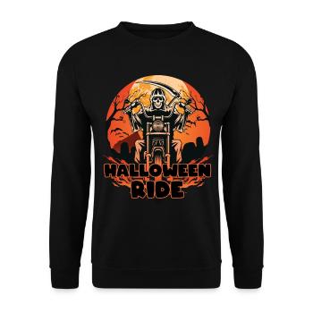Halloween ride. Riding a motorbike on Halloween. - Unisex Sweatshirt - black - Front - Alina (178cm) & Michal (187cm)