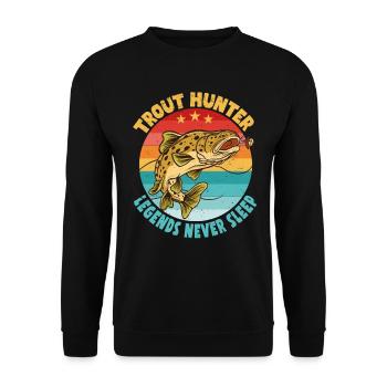 Fishing, Trout, Salmon, Fisherman, Angler, Perch - Unisex Sweatshirt - black - Front - Alina (178cm) & Michal (187cm)