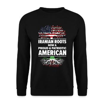 Iranian American Patriot USA Grown Iran US Flag - Unisex Sweatshirt - black - Front - Alina (178cm) & Michal (187cm)