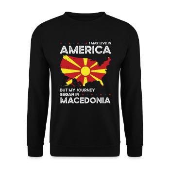 Mazedonischer Amerikanischer Patriot USA - Unisex Pullover - Schwarz - Vorne - Alina (178cm) & Michal (187cm)