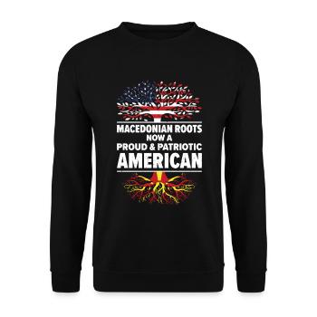 Mazedonischer Amerikanischer Patriot USA - Unisex Pullover - Schwarz - Vorne - Alina (178cm) & Michal (187cm)