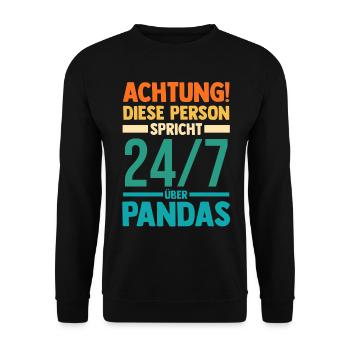 Pandabär Panda - Unisex Pullover - Schwarz - Vorne - Alina (178cm) & Michal (187cm)