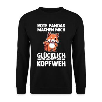 Roter Panda - Unisex Pullover - Schwarz - Vorne - Alina (178cm) & Michal (187cm)