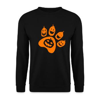 Halloween Dog Paw Pumpkin - Funny Pumpkin Paw Prin - Unisex Pullover - Schwarz - Vorne - Alina (178cm) & Michal (187cm)