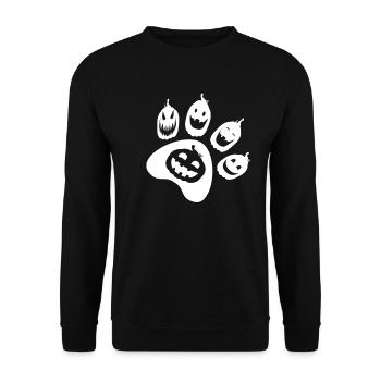 Pumpkin Paw Print Funny Halloween Dog Paw Pumpkin - Unisex Pullover - Schwarz - Vorne - Alina (178cm) & Michal (187cm)