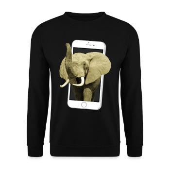 Smartphone mit Elefant - Elefant in Afrika - Unisex Pullover - Schwarz - Vorne - Alina (178cm) & Michal (187cm)