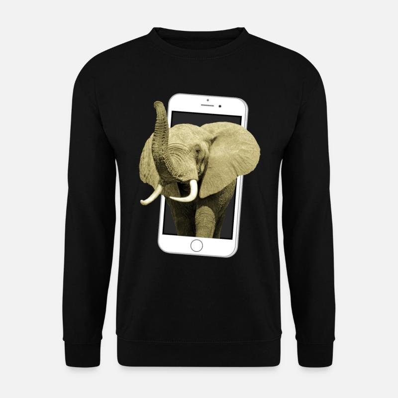Smartphone mit Elefant - Elefant in Afrika - Unisex Pullover - Schwarz
