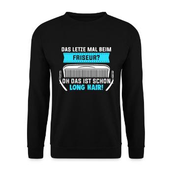 Friseurin Barber Frisörin Friseursalon - Unisex Pullover - Schwarz - Vorne - Alina (178cm) & Michal (187cm)