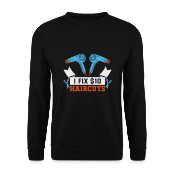 hairdresser, barber, hairdresser, hair salon - Unisex Sweatshirt - black - Front - Alina (178cm) & Michal (187cm)