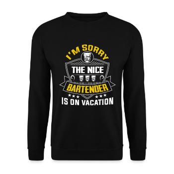 Barman Serveur Barman Cocktail Bar Barmaid - Sweat-shirt Unisexe - noir - Devant - Alina (178cm) & Michal (187cm)