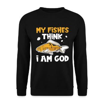 Aquarist Koi Fischliebhaber Aquarium - Unisex Pullover - Schwarz - Vorne - Alina (178cm) & Michal (187cm)