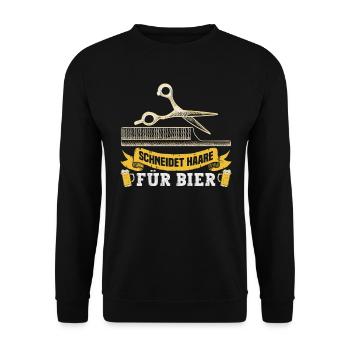 Friseurin Barber Frisörin Friseursalon - Unisex Pullover - Schwarz - Vorne - Alina (178cm) & Michal (187cm)
